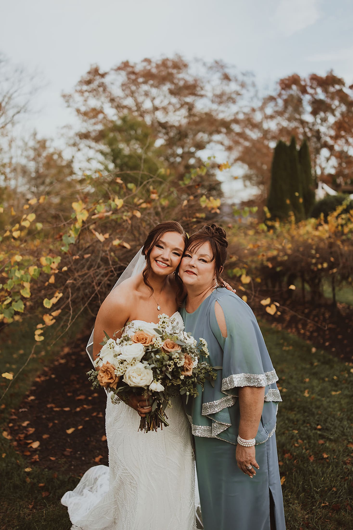 Soft wedding-day hair and makeup